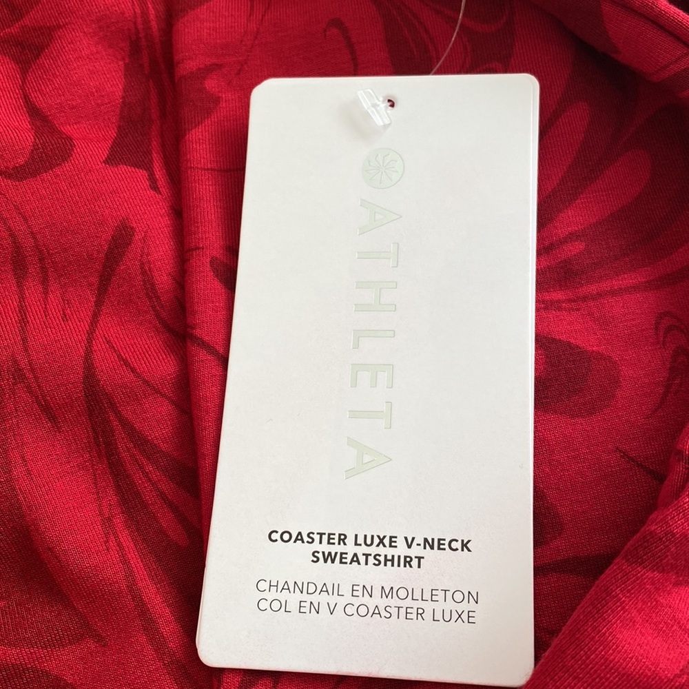 🔥NWT Red Athleta Luxe V-Neck Sweatshirt! - Picture 7 of 8